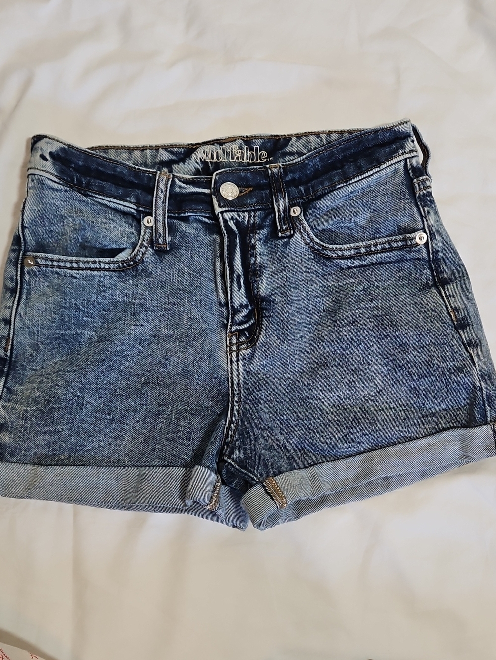 Wild Fable Distressed Rolled Hem Jean Shorts - Blue